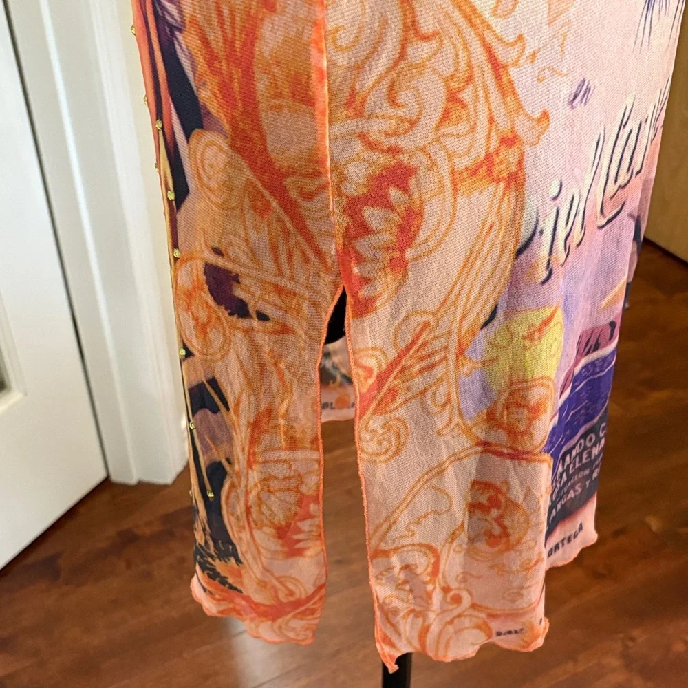 Stylish Graphic Pencil Skirt - Orange - Picture 4 of 8